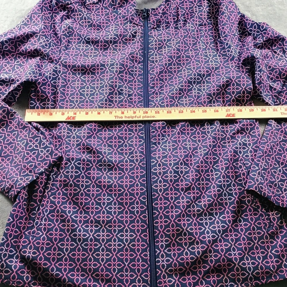 Croft & Barrow Jacket Womens Large Blue Geometric Print‎ Full Zip Windbreaker